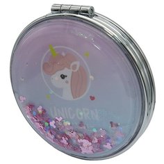 Зеркало косметическое "Единорог. Magical Rose!", с блестками, складное, круглое Михи Михи