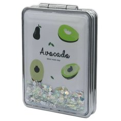 Зеркало косметическое "Авокадо White", с блестками, складное, прямоугольное Михи Михи