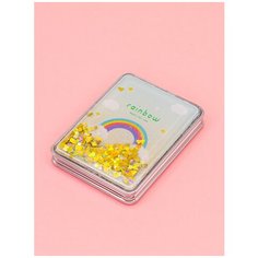 Зеркало косметическое "Радуга №4", складное, прямоугольное, с блестками Михи Михи