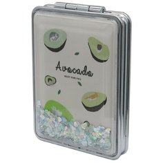 Зеркало косметическое "Авокадо Beige", с блестками, складное, прямоугольное Михи Михи