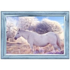 Алмазная мозаика "Загадочный единорог", блестящая, 22х32 см Рыжий кот