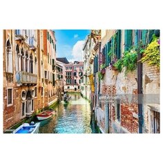 Алмазная мозаика, классическая "Венецианский переулок", 30х40 см Рыжий кот