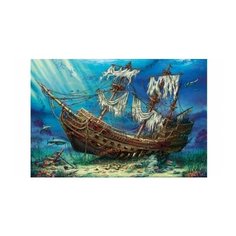Холст с красками "Палитра. Рисование по номерам. Затонувший корабль на дне", 40х50 см Рыжий кот
