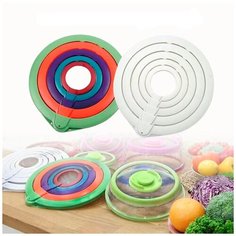Набор универсальных крышек Skiico Kitchenware 5 шт/ Крышки вакуумные для контейнеров Разноцветные