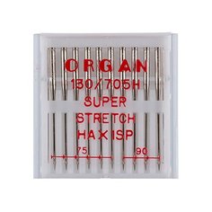 Иглы для бытовых швейных машин "Organ Needles" (супер стрейч), ассорти, №75-90, 10 штук, арт. 130/705H