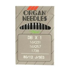 Набор игл для промышленных швейных машин DB * 1/ 80 J (SES), 10 штук Organ