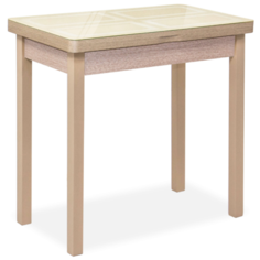 Стол обеденный со стеклом Дакар-1 песочный беленый дуб/ крем. Размеры стола (ДхШхВ): 80х45(90)х75 см Кубика
