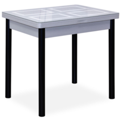 Стол обеденный со стеклом Дакар-2 серебро/ графит Кубика