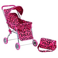 Прогулочная коляска Buggy Boom Mixy (8026) с сумкой черный/розовый горох