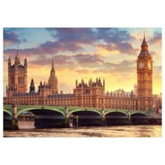 Алмазная мозаика, классическая "Мост на темзе", 22х32 см (c подрамником, с полным заполнением) Рыжий кот