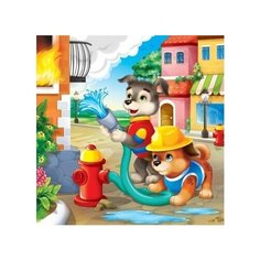 Алмазная мозаика "Пушистые пожарные", 20х20 см (с полным заполнением, с подрамником) Рыжий кот