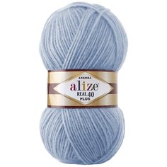 Пряжа Alize "Angora Real 40 Plus", 225 метров, 5 мотков по 100 грамм, цвет: 40 голубой