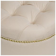 Пуф "Leset Classic-02", круглый, велюр: супернова 01, молочный, ножки белые