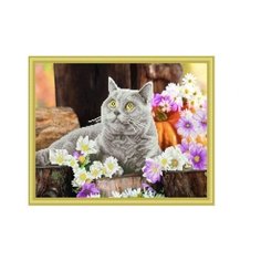 Алмазная мозаика "Британский кот", 40x50 см (с подрамником, с частичным заполнением)