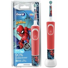 Электрическая детская зубная щетка Braun Oral-B Человек-Паук, экстра мягкая, 4 наклейки на ручку в комплекте