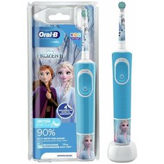 Электрическая детская зубная щетка Braun Oral-B Холодное Сердце, экстра мягкая, 4 наклейки на ручку в комплекте