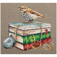 Набор для вышивания крестиком PANNA Книгочей, серо- коричневая канва (RE-7249)