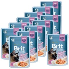 Влажный корм для стерилизованных кошек Brit Premium, беззерновой, с лососем 12 шт. х 85 г (кусочки в соусе) Brit*