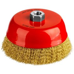 Mirax Щетка чашечная для УШМ, витая стальная латунированная Проволока 0,3 мм, d=150 мм, Mirax 35142-150 35142-150