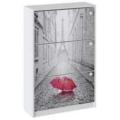 Тумба для обуви Тип 1 исп.3 (Белый/Белый с рисунком Paris) Triya