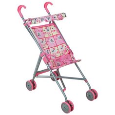 8003A3 Коляска для кукол - трость , с крышей, металл, 52*33*56 см, Buggy Boom Mixy(светло-розовый с мишками)