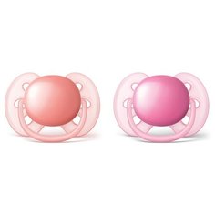 Пустышка силиконовая ортодонтическая Philips AVENT Ultra Soft SCF213/22 6-18 м, 2 шт., розовый
