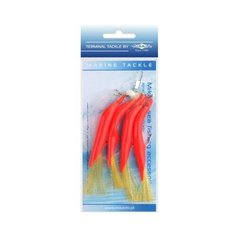 Поводки для морской рыбалки "Mikado. Hair Tube Rig", крючки 3 х №3/0, красно- жёлтые