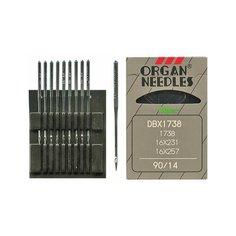 Набор игл для промышленных швейных машин "Organ Needles", №100, 10 штук, арт. DBх1738/DBх1