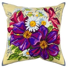 Подушка для вышивания полукрестом "Чарiвниця. Клематис", 40х40 см, арт. V335 Brvsk