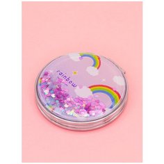 Зеркало косметическое "Радуга №2", складное, круглое, с блестками Михи Михи