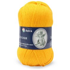 Пряжа Astra Premium "Детская", 90 грамм, 270 метров, 3 мотка, цвет: 104 желтый