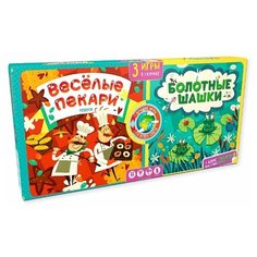 3 игры в 1 коробке: Весёлые пекари. Болотные шашки Clever