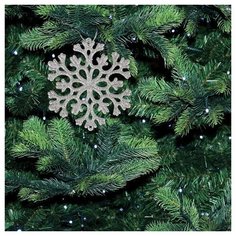 Украшения елочные подвесные "Снежинка серебристая", 6 штук, 12 см, цвет серебристый Золотая сказка