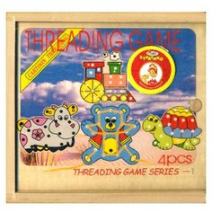 Дер. игрушка "играем вместе-Буратино" шнуровки 4-в-1