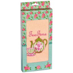 Полотенце вафельное в подарочной коробке "Время пить чай" Dinosti