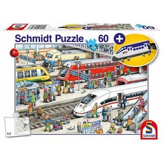 Пазл "Железнодорожная станция", 60 элементов + подарок Schmidt
