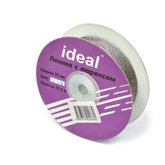 Лента с люрексом "Ideal", 25 мм x 22,85 м, цвет: черный/серебро