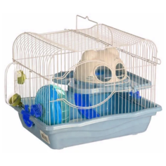 Клетка для грызунов и хомяков 33,5x26,6x27,5 см двухэтажная с домиком, колесом и поилкой Kredo