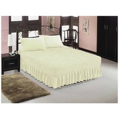 Универсальный чехол-покрывало на кровать "Karbeltex" с двумя наволочками, цвет: молочный