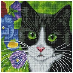 Алмазная мозаика Белоснежка: Кот в анютиных глазках