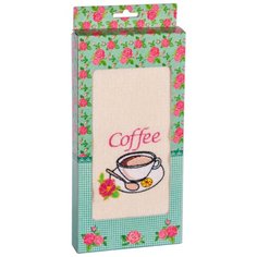 Полотенце вафельное в подарочной коробке "Чашка кофе" Dinosti