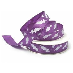 Лента атласная с рисунком "Ideal", 15 мм, 9,14 м, цвет: фиолетовый (34)