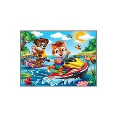 Алмазная мозаика "Весёлые зверята", 17х22 см (с частичным заполнением, без подрамника) Рыжий кот