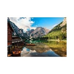 Холст с красками "Палитра. Рисование по номерам. Лодки на горном озере", 30х40 см Рыжий кот