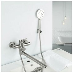 FRAP F22801 покрытие сатин, Смеситель для ванны (нержавеющая сталь, картридж керамический 35 мм)