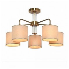 Люстра на штанге d - 60см, h - 3,4см, 40W, E14, модерн, плафон - бежевый, арматура - золото Omnilux