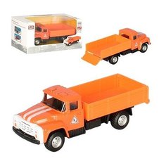 Детская инерционная металлическая машинка с открывающимся задним бортом PlaySmart, модель ЗИЛ Дорожные работы Serinity Toys