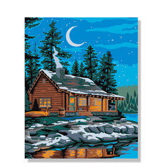 Картина по номерам на холсте 50х40 "Домик в глуши" с подрамником, Selfica