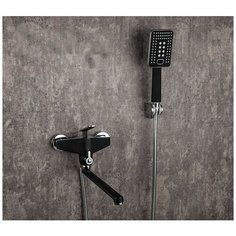 FRAP F2257 покрытие черный/хром, Смеситель для ванны (материал латунь, картридж керамический 35 мм, излив длина 35 см)