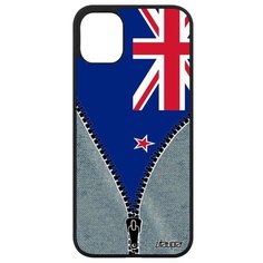 Противоударный чехол на смартфон // iPhone 11 // "Флаг Новой Зеландии на молнии" Путешествие Дизайн, Utaupia, серый